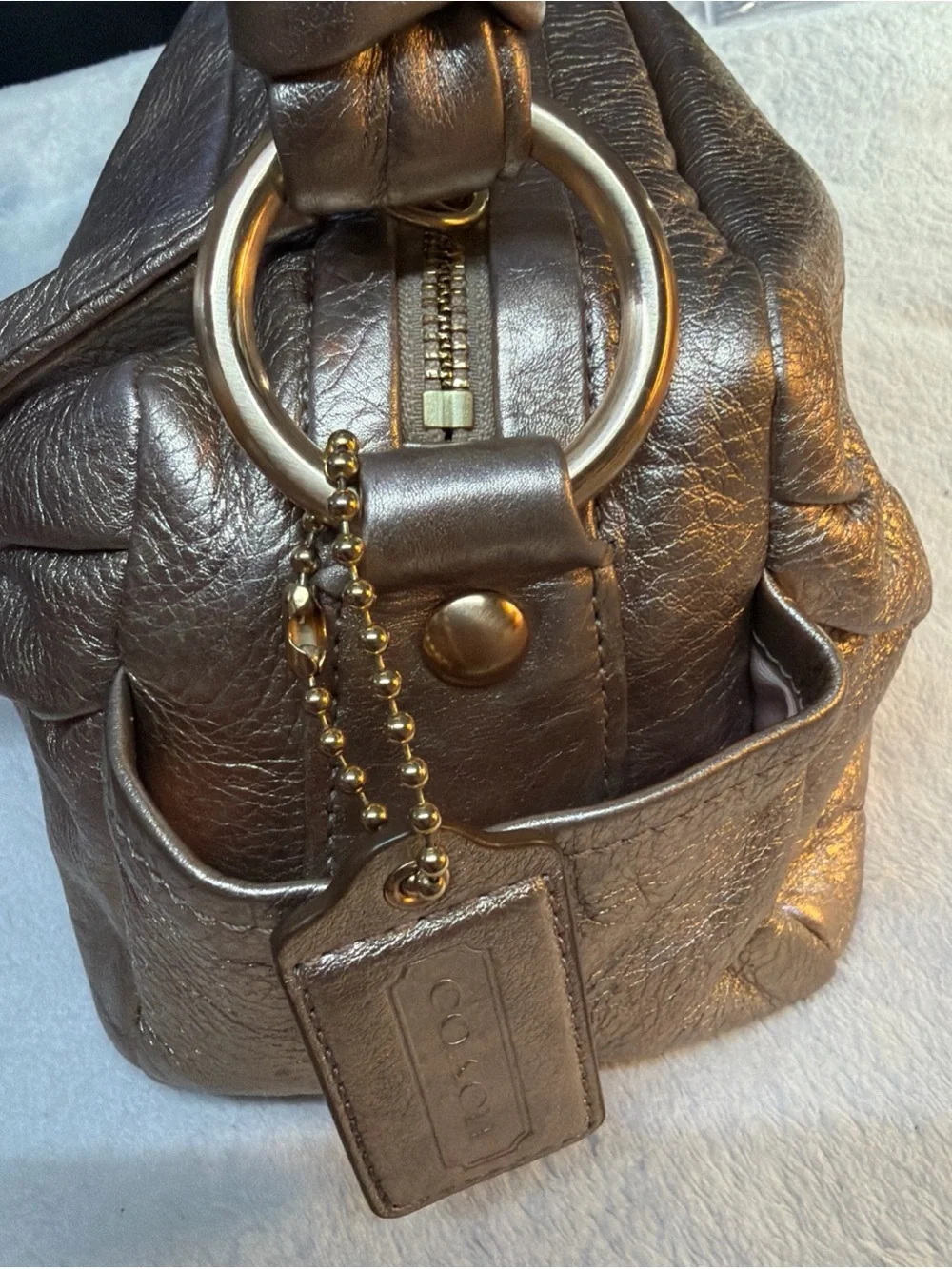 Coach #13465 Metallic Bronze Leather Shoulder Bag - Women